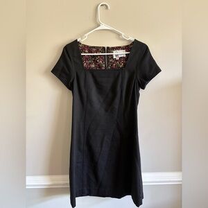 Lilly black cotton, mini dress with square neck, line, size 2